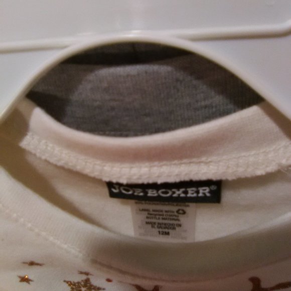 Joe Boxer Girl's Christmas Sweat Suit Set Color Cream/Gray Size 12 Months NWT - Picture 6 of 6